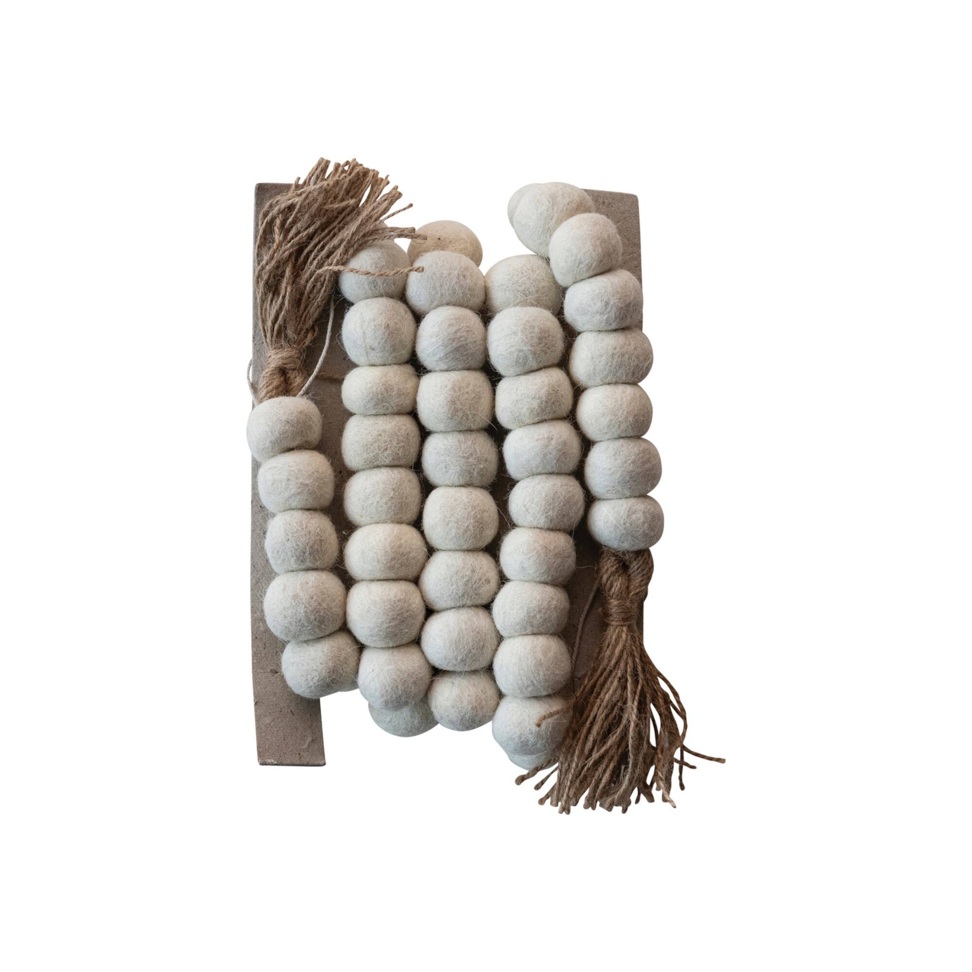 Hello Honey® 6ft. Handmade Wool Felt Ball Garland with Jute Tassels
